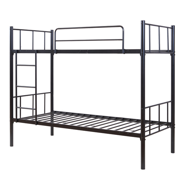 Fém emeletes ágy Berimma 90x200 cm fekete [en.casa]