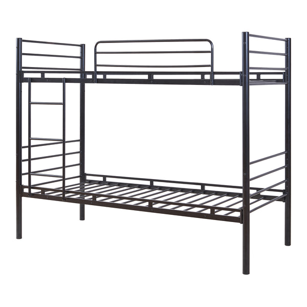 Fém emeletes ágy Bevapis 90x200 cm fekete [en.casa]