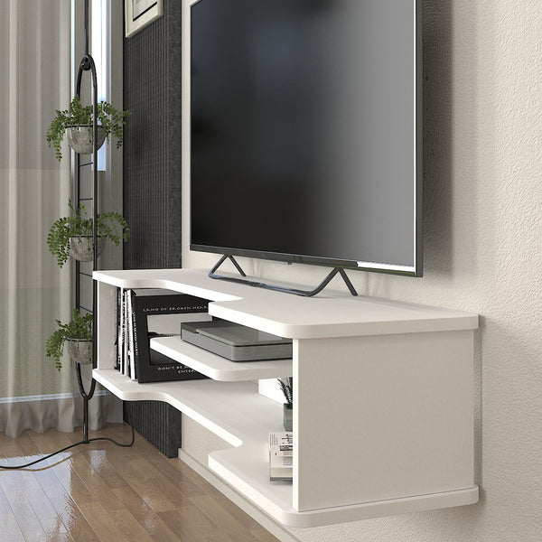 Falra szerelhető TV állvány Yrela 120x30x26 cm fehér [en.casa]