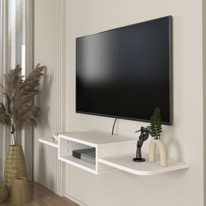 Falra szerelhető TV állvány Tar 115x30x16 cm fehér [en.casa]