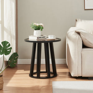 Kisasztal Burgess 51xØ51 cm fekete/diófa hatású [en.casa]