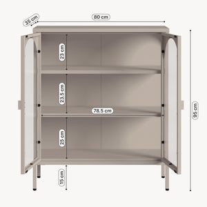 Vitrines szekrény Klippestad acél 95x80x35 cm teveszín [en.casa]
