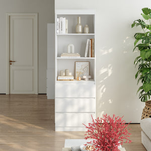Könyvespolc Les 3 fiókkal 180x60x35 cm fehér [en.casa]