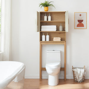 Tárolószekrény WC fölé Ferrersp 160x63x20 cm tölgyfa hatású/homokszín [en.casa]