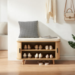 Cipősszekrény ülőpárnával Tvedestrand 50x80x40 cm bambusz/beige [en.casa]