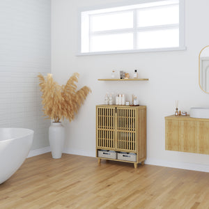 Cipősszekrény Sirgerg 91x72x35 cm bambusz natúr [en.casa]