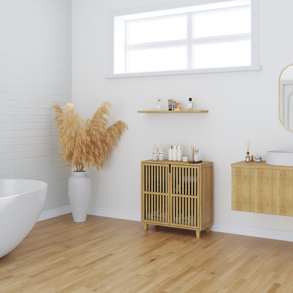 Multifunkciós szekrény Sirgerg 77x72x33 cm bambusz natúr [en.casa]