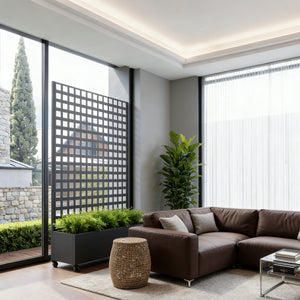 Gurulós válaszfal Toma virágosládával acél 190x82x38 cm fekete [casa.pro]