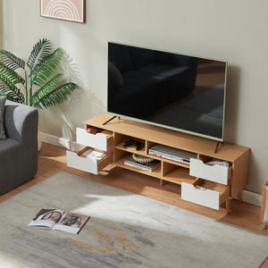 TV szekrény Bordkak 140x30x45 cm tölgyfa hatású/fehér [en.casa]