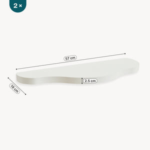 Gyerek fali polc 2db-os szett Sirlstalo 57x19x3 cm fehér [en.casa]