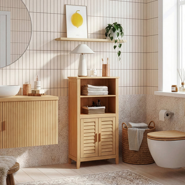 Kis szekrény Rirg 92x50x25 cm bambusz természetes [en.casa]