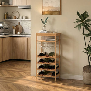 Borospolc Fillby 100x47x29 cm Bambusz Természetes [en.casa]