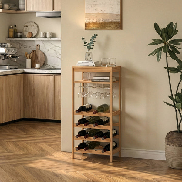 Borospolc Fillby 100x47x29 cm Bambusz Természetes [en.casa]
