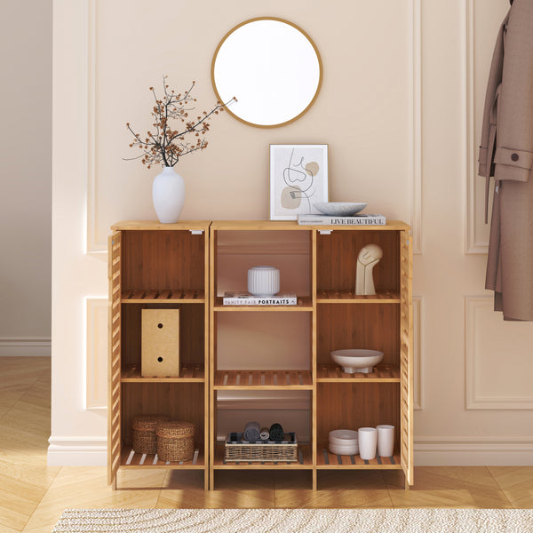 2 elemes tárolószekrény Hakseri 87x99x33 cm bambusz natúr [en.casa]
