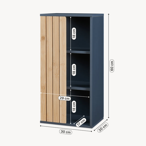 Fürdőszobai fali szekrény Svanes 60x30x20 cm sötétszürke/natúr [en.casa]