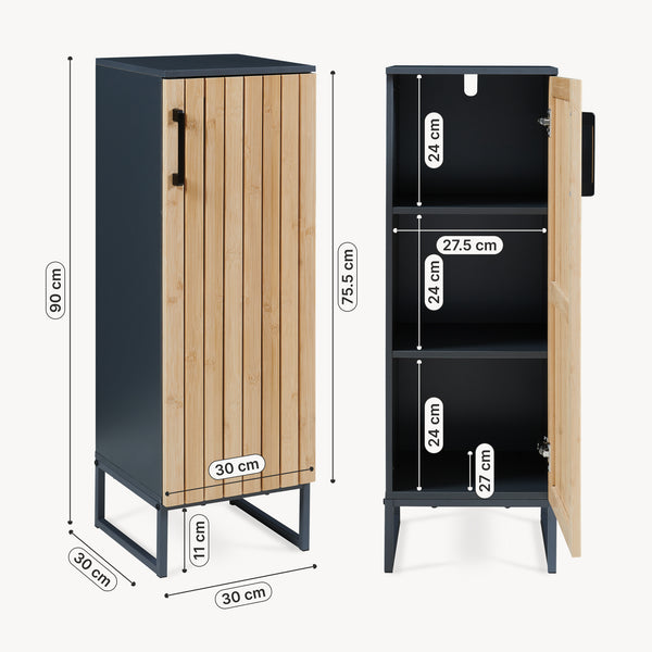 Fürdőszobai szekrény Svanes 90x30x30 cm sötétszürke/natúr [en.casa]