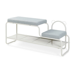 Cipőpad gyerekülőkével Jässaatka acél 100x32x46 cm szürke [en.casa]