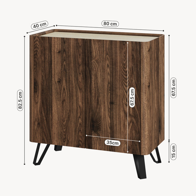Méretrajz Komód Trorlon 83x80x40 cm diófa hatású/travertin [en.casa]