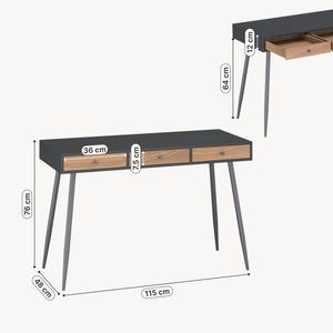Íróasztal Tumba 115x48x76 cm fekete/diófa hatású [en.casa]