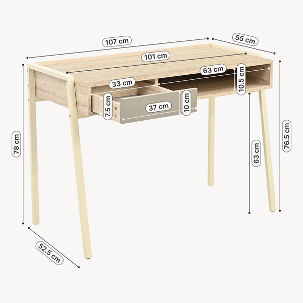 Íróasztal Boderas 107x55x78 cm bézs/travertin [en.casa]