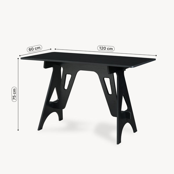 Íróasztal Bostenenna 120x60x75 cm fekete, faerezetes mintával [en.casa]