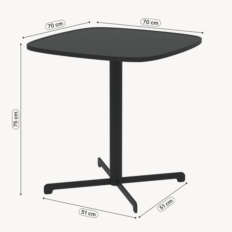 Méretrajz Kültéri bisztróasztal Foggia 75x70x70 cm acél antracitszürke [casa.pro]