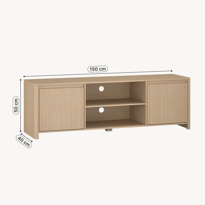 Méretrajz TV szekrény Takranmaa 150x40x50 cm tölgyfa hatású [en.casa]