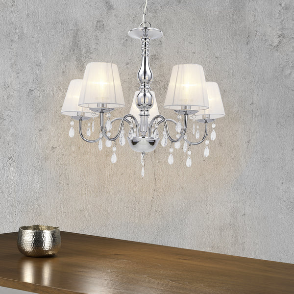 Függőlámpa csillár Isabell 5xE14 króm/fehér lux.pro
