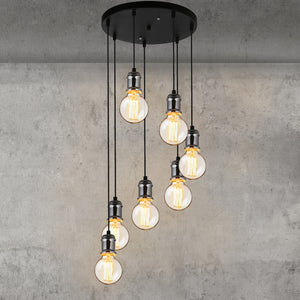 [lux.pro] Függőlámpa vintage design állítható függeszték Las Vegas 25cm - 85cm mennyezeti lámpa fekete