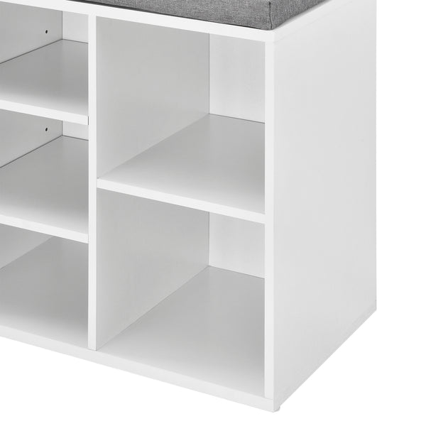 Cipőtartó pad 103x30x48 cm fehér/szürke [en.casa]