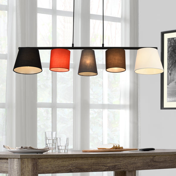 Függőlámpa HT191023 fém/textil 5 x E14 [lux.pro]