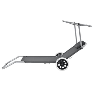 Napozóágy napellenzővel és görgőkkel két darabos szett sötétszürke [casa.pro]