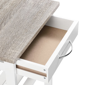 Gurulós konyhai zsúrkocsi ABNI-7905 egy fiókkal és 3 polccal fehér/natúr fa [en.casa]