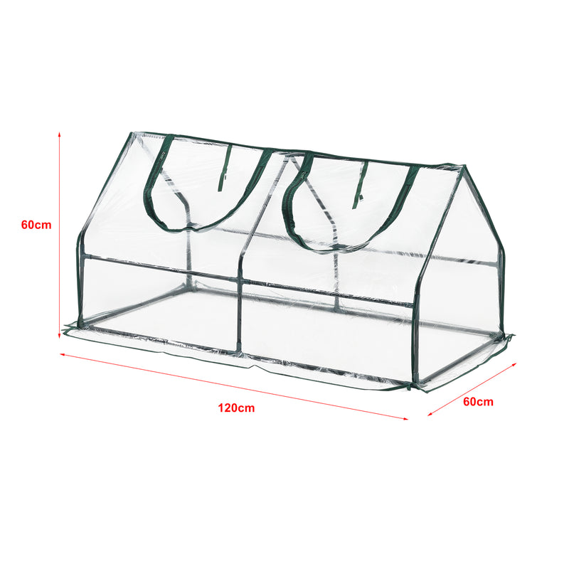 Méretrajz Mini fóliasátor Laubach 120x60x60 cm acél váz PVC-fólia áttetsző [en.casa]