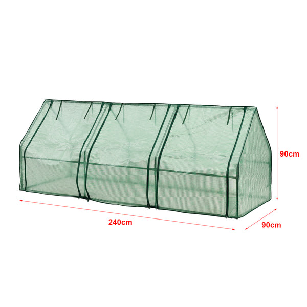Mini fóliasátor Höflein 240x90x90 cm acél váz/polietilén hálós fólia zöld [en.casa]