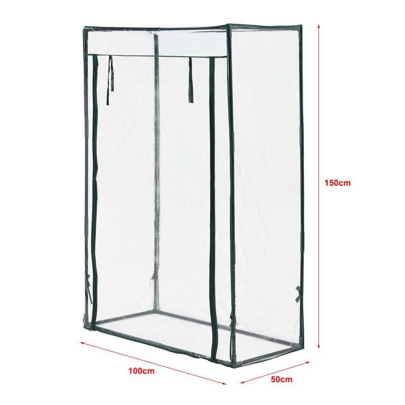 Méretrajz Terzigno fóliasátor paradicsomtermesztéshez 100x50x150 cm acél/PVC-fólia áttetsző [en.casa]