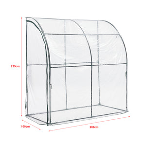 Falhoz helyezhető fóliasátor Juta 100x200x215 cm acél/PVC áttetsző [en.casa]