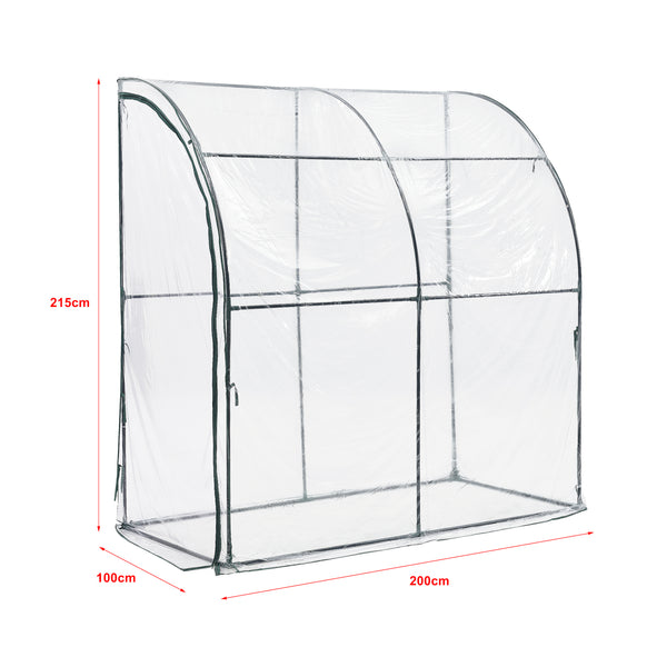 Falhoz helyezhető fóliasátor Juta 100x200x215 cm acél/PVC áttetsző [en.casa]