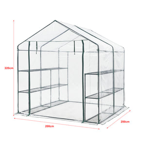 Fóliasátor Grünau 200 x 200 x 220 cm acél PVC fólia átlátszó [en.casa]