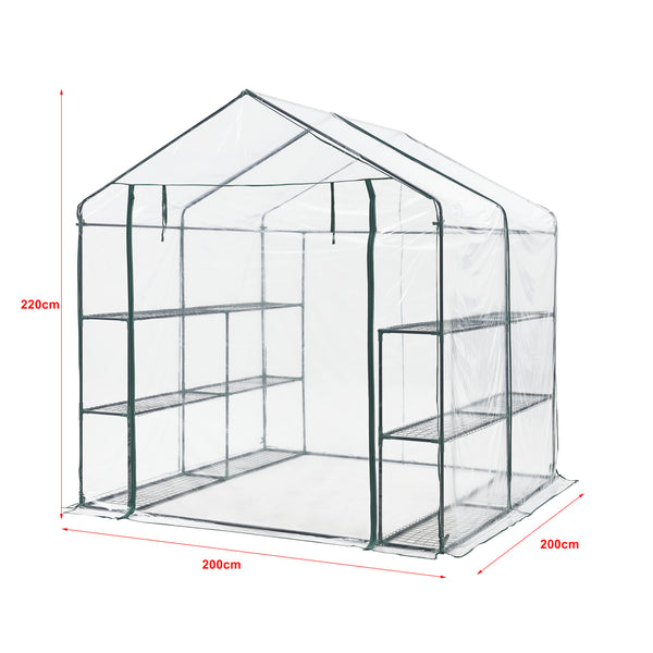 Fóliasátor Grünau 200 x 200 x 220 cm acél PVC fólia átlátszó [en.casa]