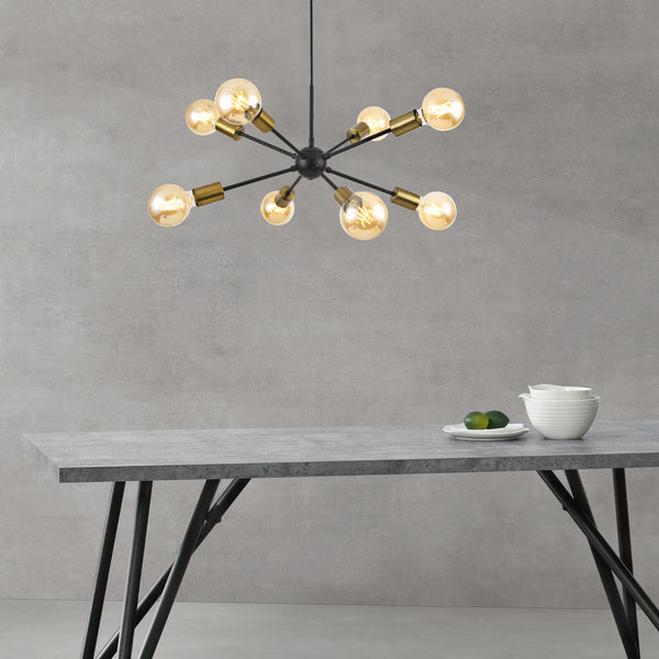 Modern függőlámpa Amiens 8 x E27 kb.150 cm fekete / sárgaréz [lux.pro]