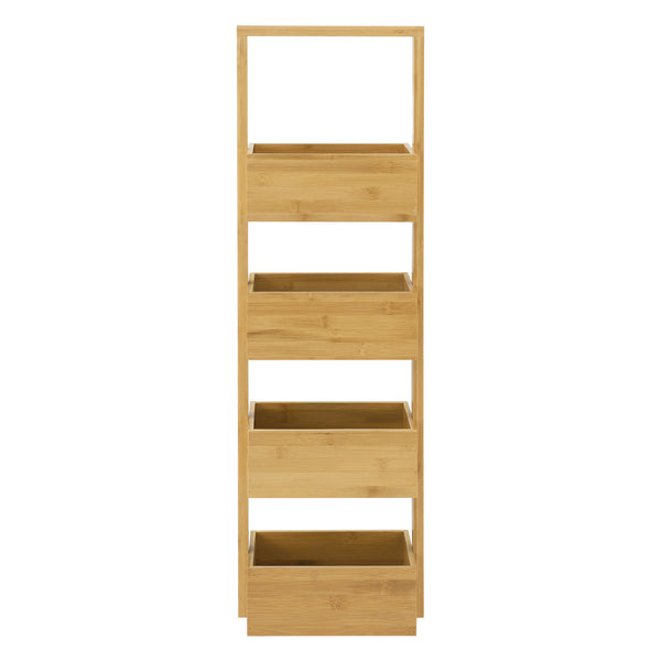 Bambusz háztartási polc 4 tárolórekesszel 88 cm Bardu natúr [en.casa]