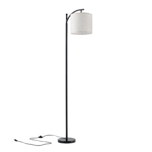Állólámpa Coventry 1 x E27, max. 60W fém/poliészter fekete/bézs 180 cm [lux.pro] 