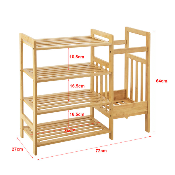 Helytakarékos cipőtároló 4 polccal és az oldalsó tároló résszel Eckerö [en.casa] 