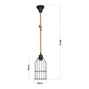 Függőlámpa Ashford 24x14 cm 1 foglalattal fekete/juta szín [lux.pro]