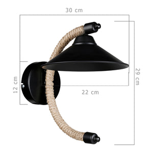 Fali lámpa Cannock E27 fém juta kötél fekete / juta színű [lux.pro]