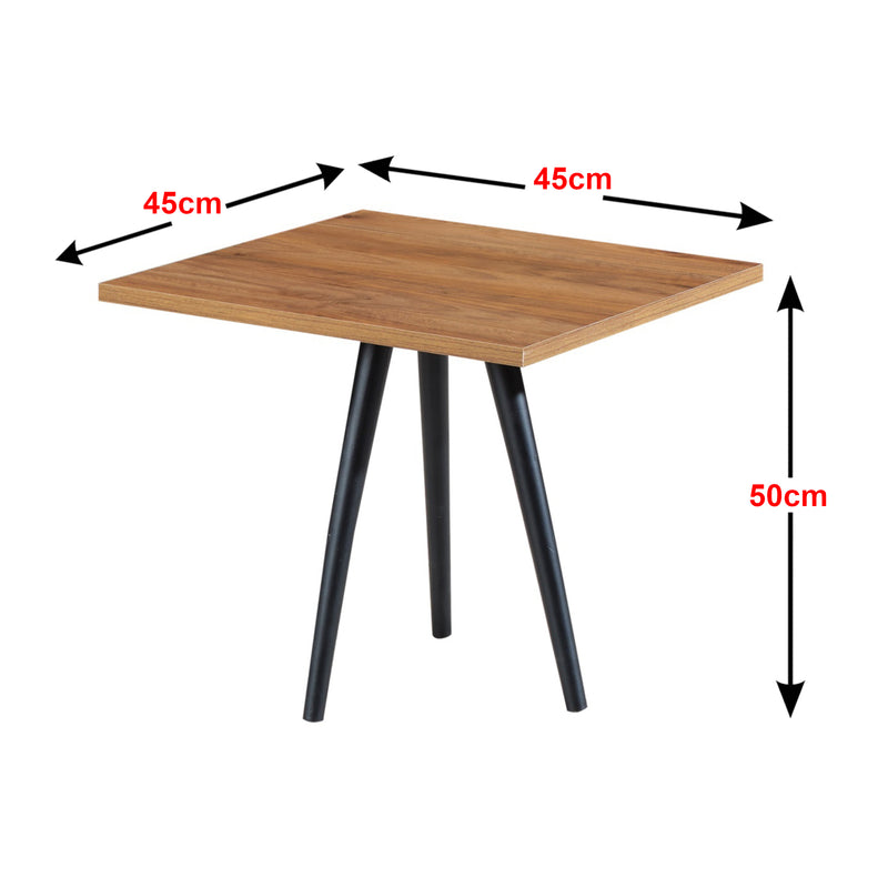 Méretrajz Ballerup dohányzóasztal 50 x 45 x 45 cm fekete / diófa [en.casa]