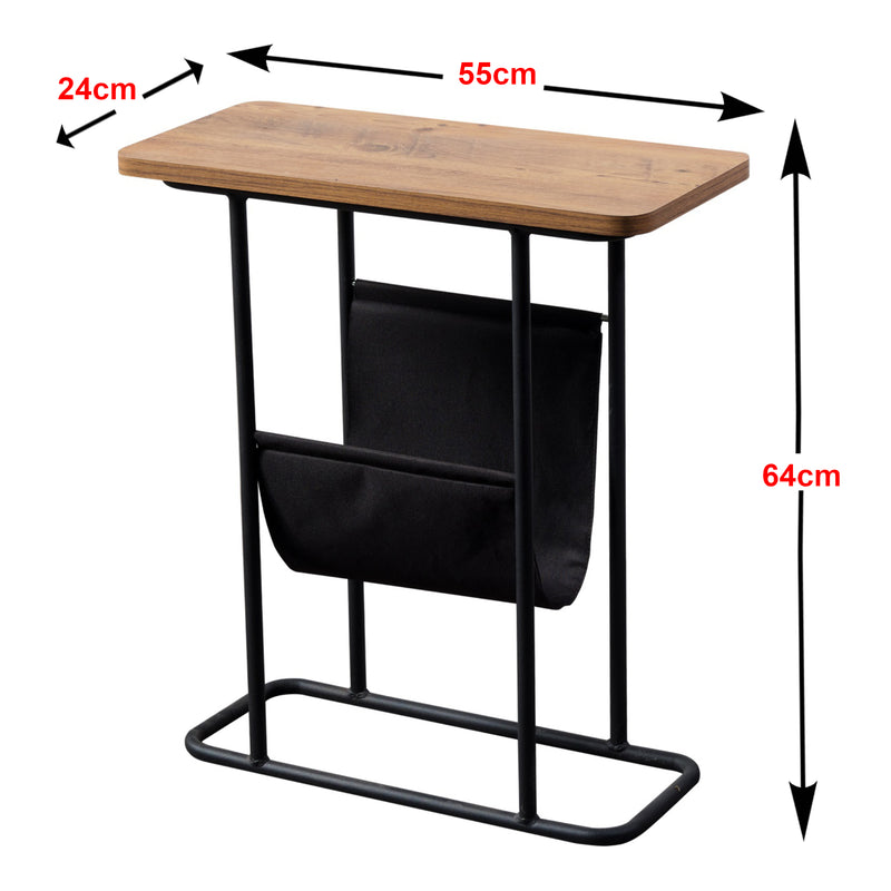 Méretrajz Beistelltisch Bov 64 x 55 x 24 cm Schwarz / Walnuss-Optik [en.casa]