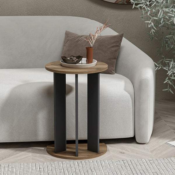 Mellékasztal Frederiksberg 64x34 cm diófa hatás / antracit [en.casa]