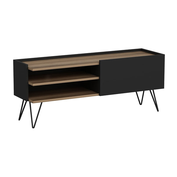 TV-állvány Dronninglund 50x124x37 cm fekete fa hatású [en.casa] 